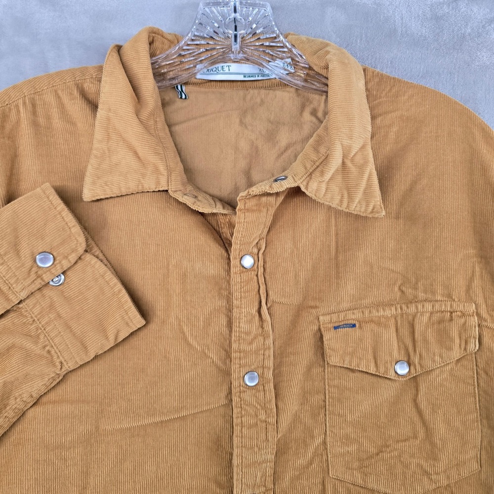 Criquet Shirt Mens XL Tan Corduroy Western Snap Front Long Sleeve Pocket